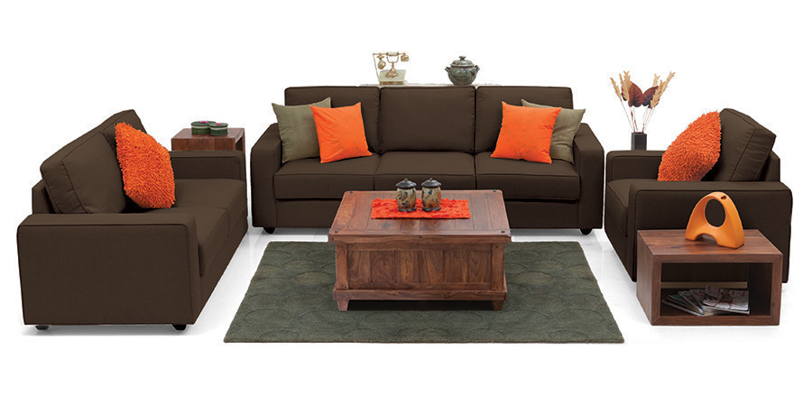 Fleming Fabric Sofa 3Seater Dark Brown